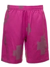 NEEDLES FUCHSIA SHORTS WITH ALL-OVER CACTUS PRINT IN COTTON AND LINEN