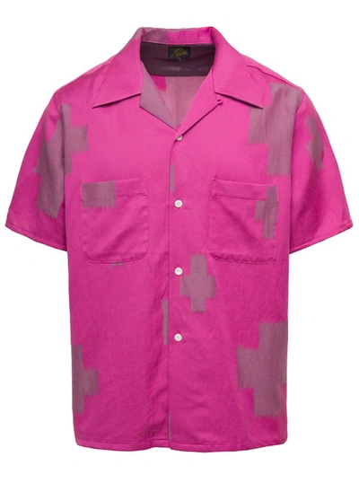 Needles Camicia Bowling Con Stampa Cactus All-over In Misto Cotone E Lino Fucsia Uomo In Pink