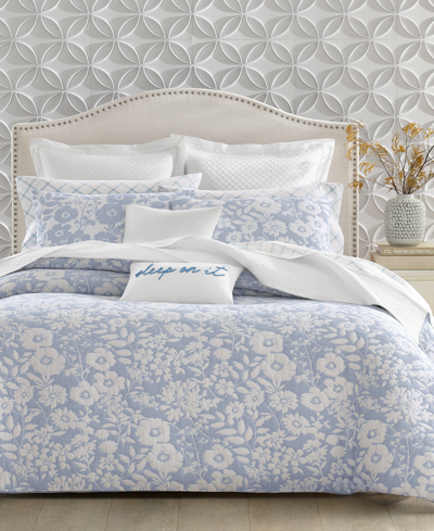 Charter Club Silhouette Floral 3-pc. Duvet Cover Set, Full/queen, Exclusively At Macy's In Blue