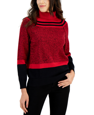 Karen Scott Petite Cotton Turtleneck Sweater, Created For Macy's In New Red Amore