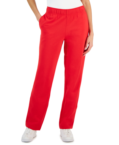 Id Ideology Women's Relaxed Wide-leg Sweatpants, Created For Macy's In Gumball Red