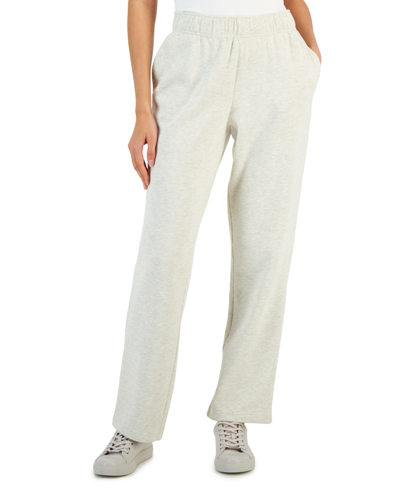 Id Ideology Women's Relaxed Wide-leg Sweatpants, Created For Macy's In Light Sand Heather
