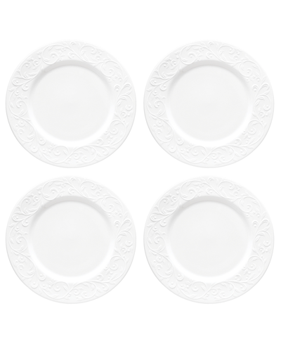 Lenox Opal Innocence Carved 4-piece Dinner Plate Set In White
