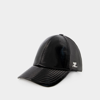 Courrèges Glossy Black Baseball Cap With Structured Silhouette In Black