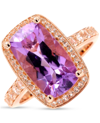 Macy's Amethyst (3-1/3 Ct. T.w.) & White Topaz (5/8 Ct. T.w.) Halo Statement Ring In Gold-plated Sterling S In Pink Amethyst
