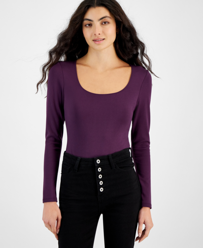 And Now This Women's Ponte-knit Long-sleeve Scoop-neck Bodysuit, Created For Macy's In Blackberry Tart