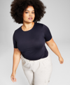 AND NOW THIS TRENDY PLUS SIZE SECOND SKIN CREWNECK SHORT-SLEEVE T-SHIRT