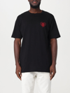 Family First Black Embroidered Heart T-shirt In Black