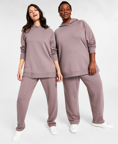 Id Ideology Women's Relaxed Wide-leg Sweatpants, Created For Macy's In Cocoa Foam