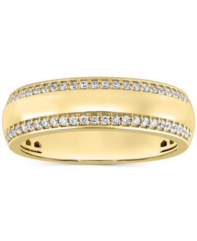 Macy's Men's Diamond Two Row Band (1/3 Ct. T.w.) In 10k Gold In Yellow Gold