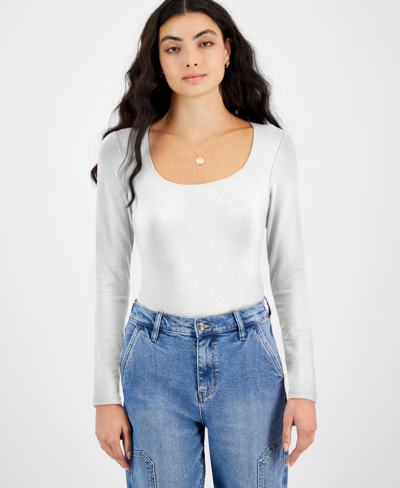 And Now This Women's Ponte-knit Long-sleeve Scoop-neck Bodysuit, Created For Macy's In Calla Lily