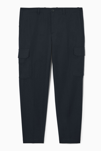 Cos Tapered Cargo Pants In Blue