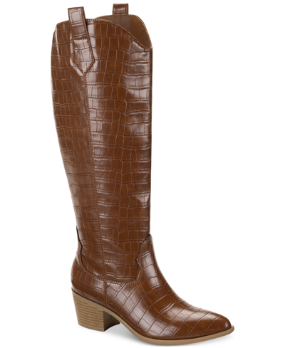 Sun + Stone Women's Dollyy Pointed-toe Western Boots, Created For Macy's In Peanut Croc