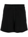 Ganni Logo Organic Cotton Shorts In Black