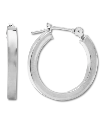 Macy's Polished Hoop Earrings In 14k White Gold