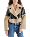 Steve Madden Alaina Faux Leather & Faux Shearling Cropped Coat In Black