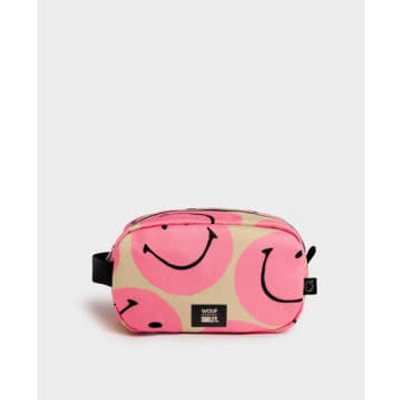 Wouf Small Pink Smiley Toiletry Bag