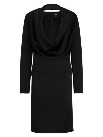 Hugo Boss Knee-length Cowl-neck Dress In Black