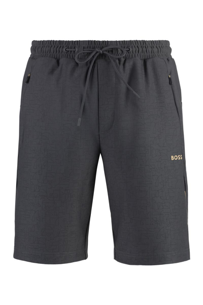 Hugo Boss Hecon Techno Fabric Bermuda-shorts In Grey