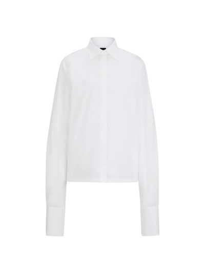 Hugo Boss Straight-fit Cotton-poplin Shirt In White