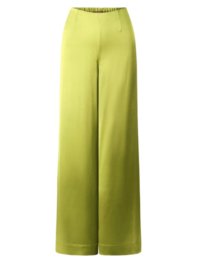 Staud Women's Luke Satin Wide-leg Pants In Garden Moss