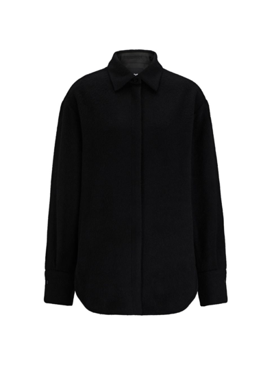 Hugo Boss Oversize Wool-blend Shirt Jacket In Black