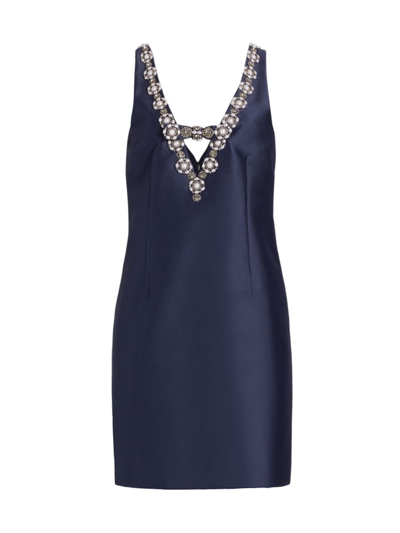 Sachin & Babi Sylvie Crystal-embellished Mikado Mini Dress In Blue