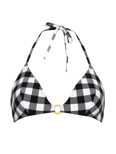 Eres Elena Checked Triangle Bikini Top In Noir Blanc