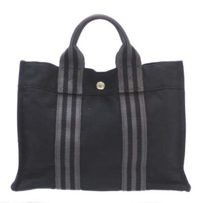 Hermes Hermès Fourre Tout Black Cotton Tote Bag ()