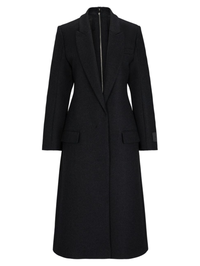 Hugo Boss Wool-blend Tailored Coat With Back Zip Detail In Dark Grey