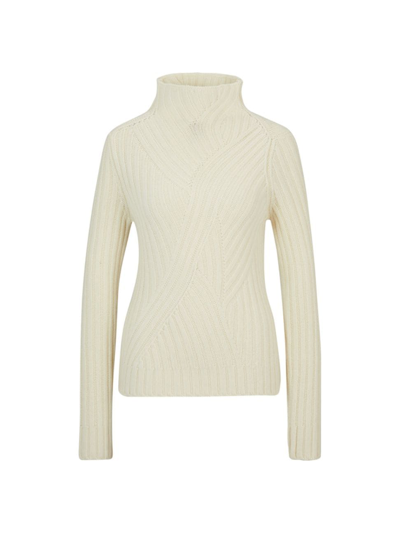 Hugo Boss Funnel-neck Sweater In Virgin Wool And Cashmere In White