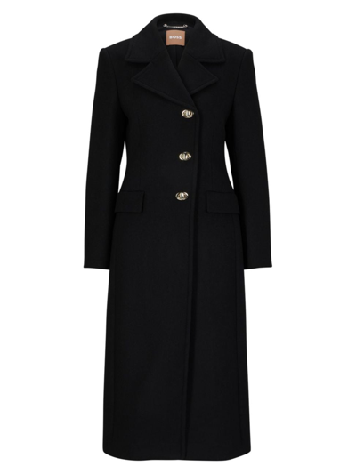 Hugo Boss Slim-fit Coat With Turn-lock Buttons In Black