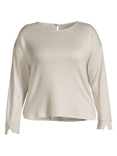 Nic + Zoe, Plus Size Women's Everyday Sparkle Top In Neutral Mix