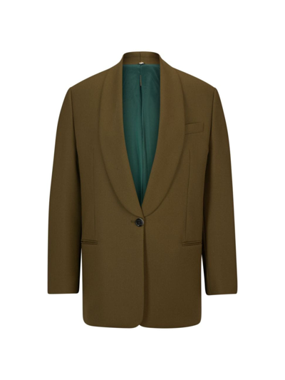 Hugo Boss Boss X Alica Schmidt Relaxed-fit Jacket In Responsible Wool In Dark Green