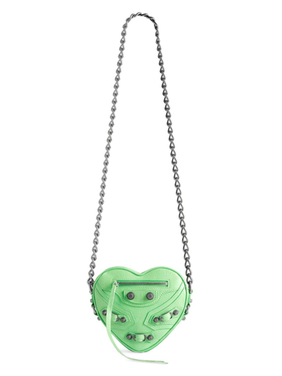 Balenciaga Mini Le Cagole Heart Crossbody Bag In Mint Green