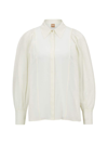 Hugo Boss Women's Regular-fit Blouse In Washed Silk With Concealed Packet In Natural