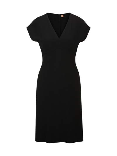 Sleeveless shift dress in wool with natural stretch