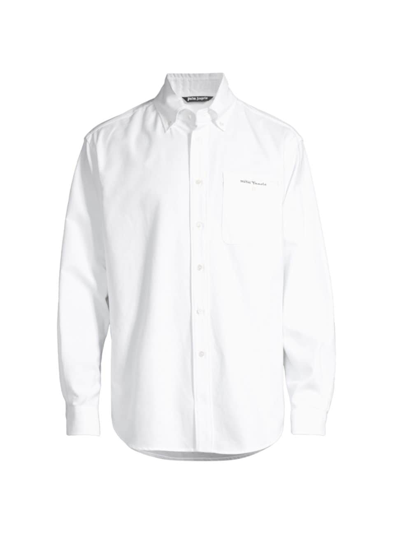 Palm Angels Sartorial-tape Cotton Shirt In White Black