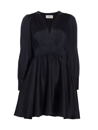 Xirena Cosima Deep V-neck Silk Mini Dress In Black