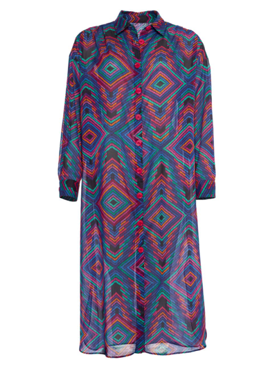 Eres Ikat-print Cotton Shirtdress In Blue