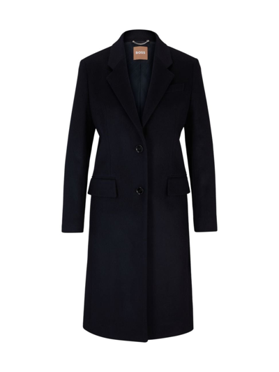 Hugo Boss Slim-fit Coat In Virgin Wool And Cashmere In Dark Blue