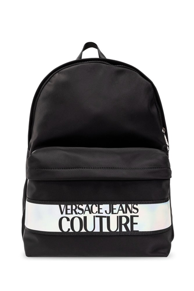 Versace Jeans Couture Logo Printed Zipped Backpack In Black