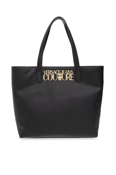 Versace Jeans Couture Logo Plaque Large Tote Bag In Black