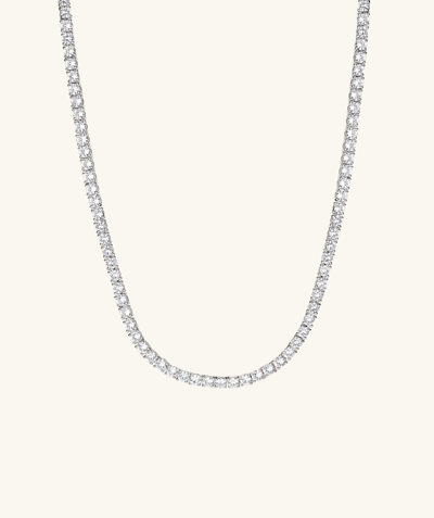 Mejuri Lab Grown Sapphire Tennis Necklace In White