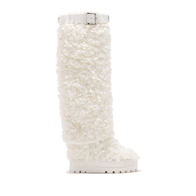 Casadei Yeti Shearling Boots In White