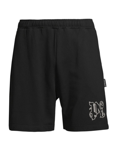 Palm Angels Logo Embroidered Bermuda Shorts In Black