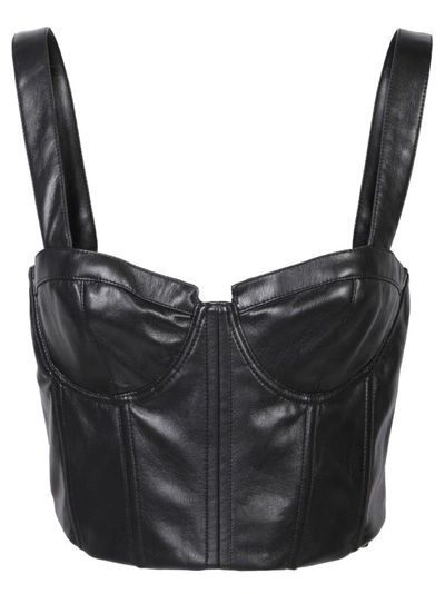 Alice And Olivia Vegan Leather Black Bustier