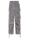 Msgm Flock Denim High-waisted Cargo Jeans In Grey