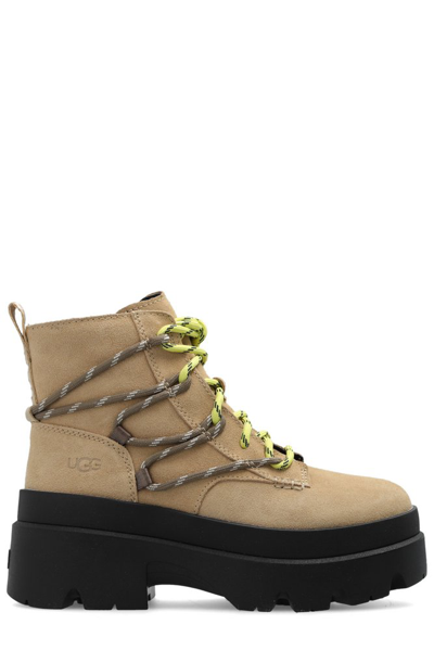 Ugg Brisbane Lace-up Boots In Beige