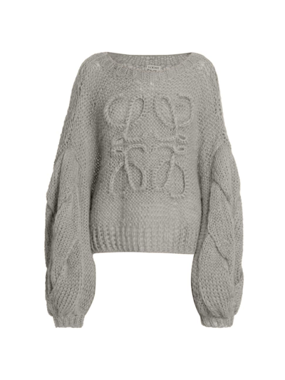 Loewe Women's Anagram Mohair-blend Logo Sweater In Grey Melange